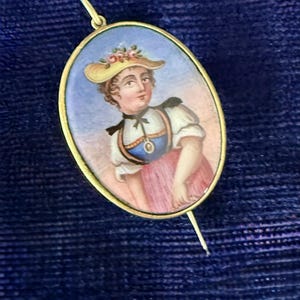 Mid-Victorian Swiss Enamel Portrait Brooch/Pendant