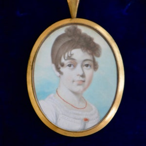 Georgian Hand Painted Lady Portrait Pendant