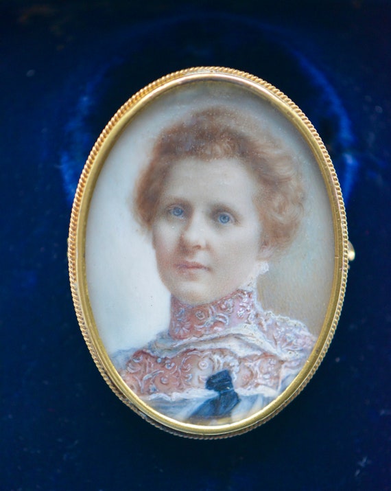 Edwardian 14K Krementz Portrait Pendant/Brooch