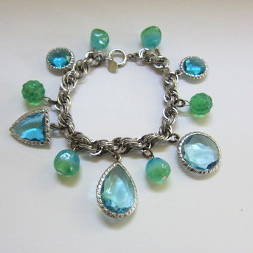 Pendentif Poisson Articulé émaillé Bleu/vert Sur Chaîne Maille Fine 42cm - Occasion Bon état