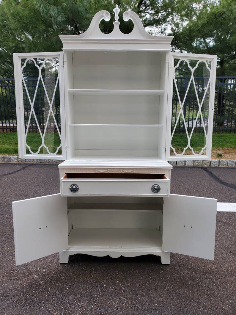 Sold White farmhouse china hutch Etsy