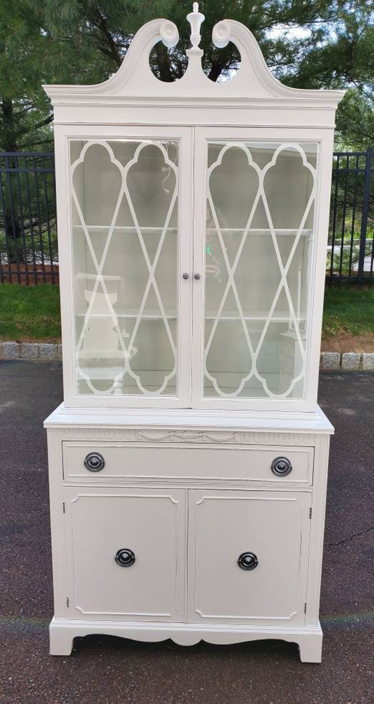 Sold White farmhouse china hutch Etsy