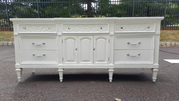 Hollywood Regency Dresser Boho Chic Distressed White Dressers Etsy