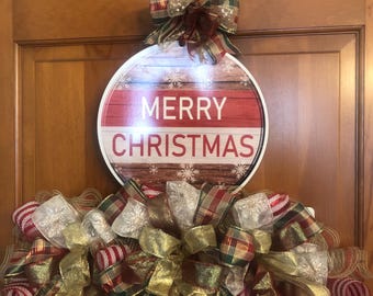 Handmade Christmas Wreath Rail, Holiday Door Decor