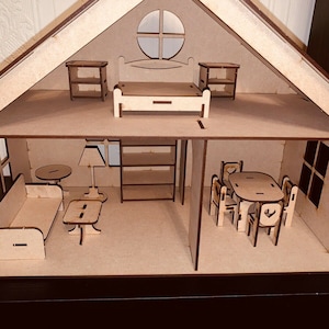 Doll House With Furniture Set