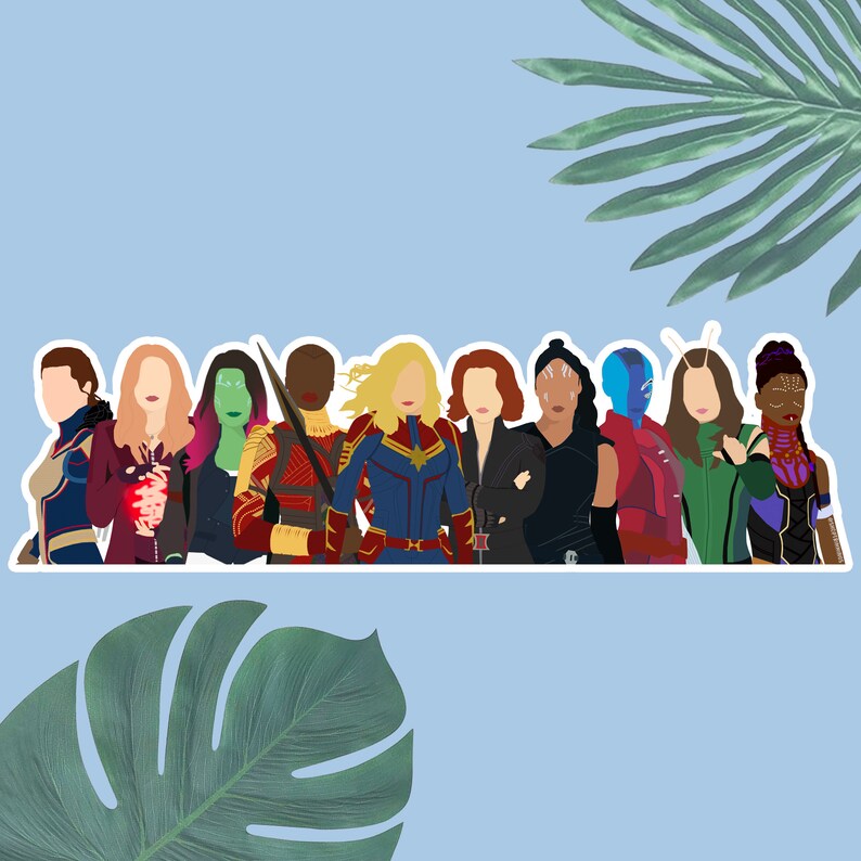 Female Avengers Full Team Sticker, Laptop Stickers, Decal, Girl Power, Notebook, Mac, Captain Marvel, Okoye, Black Widow, Endgame 