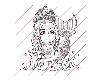 Mermaid Crown Coloring Page - Etsy