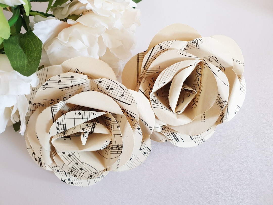 Paper Roses Original 8 Handmade Paper Roses Vintage Look Book, Comic, Plain and Sheet Music ...