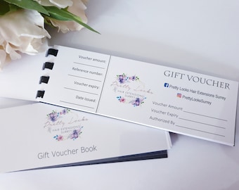 Business Gift Voucher perforated Booklet Promotional tool logo personalised 23pc card 12 x 6cm vouchers