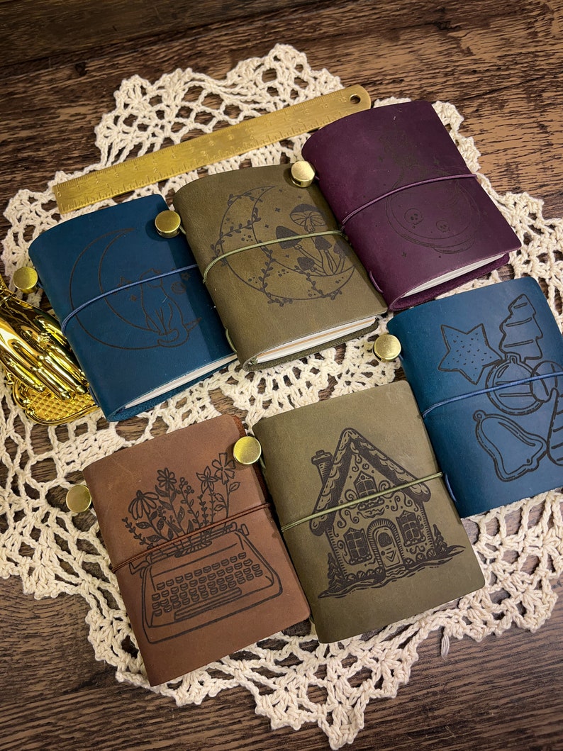 Smini Handheld Engraved Leather Mini Journal 4 Colors image 1