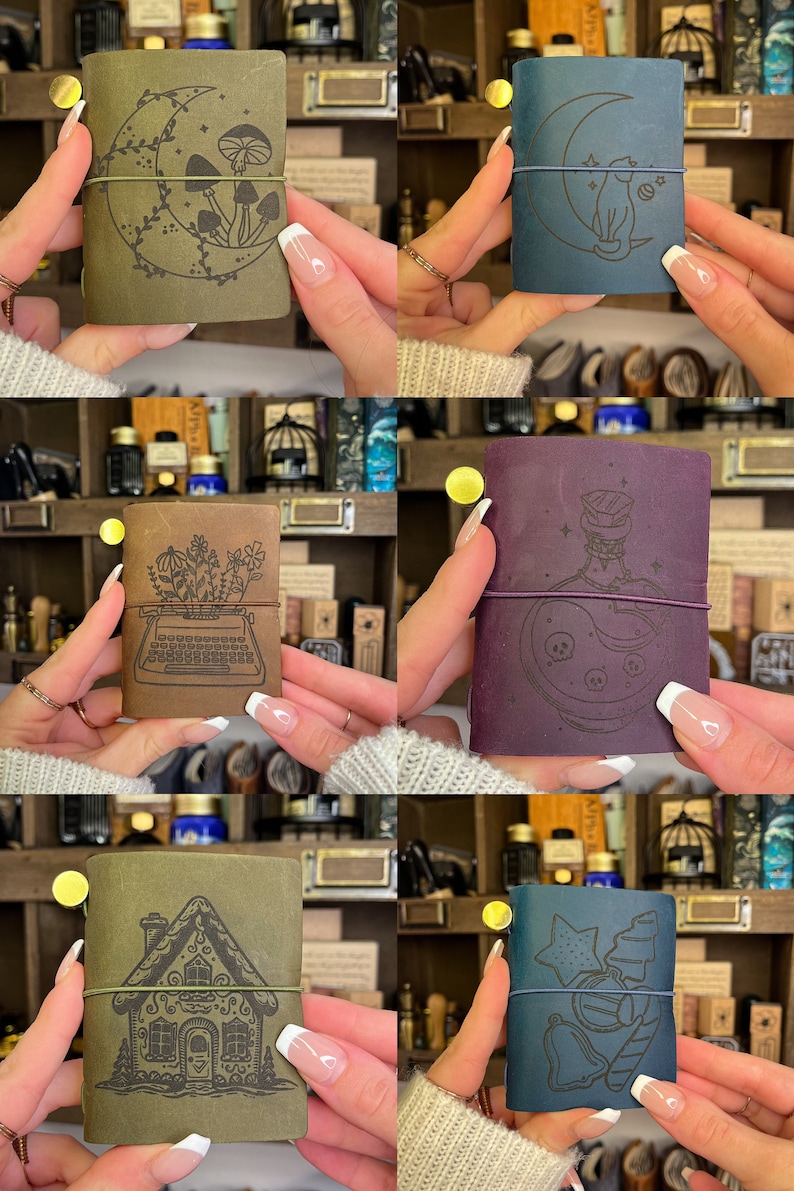 Smini Handheld Engraved Leather Mini Journal 4 Colors image 2