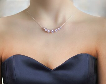 Lavender Pearl Necklace: Sterling Silver Bridal Jewelry