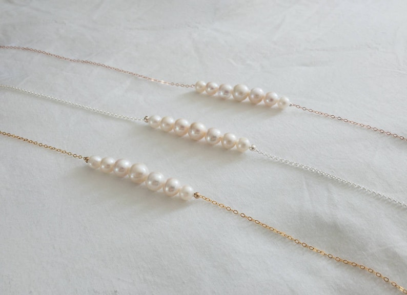 Freshwater Pearl Necklace, Bridal Jewelry, Bridesmaid Gift, Rose Gold Wedding Necklace, Mother of the Bride, Anniversary gift image 3