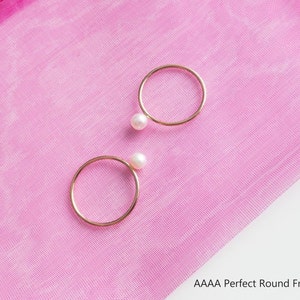 AAA Freshwater Pearl Ring, Tiny pearl ring, 14k gold filled Pearl Rings, Lavender Pearl Ring, Small stacking ring, sterling silver ring,