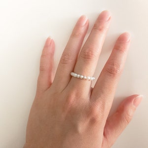 Tiny freshwater pearl ring, Delicate Stackable Gemstone Rings, Minimal gold Jewelry, Seed pearls, gift for women