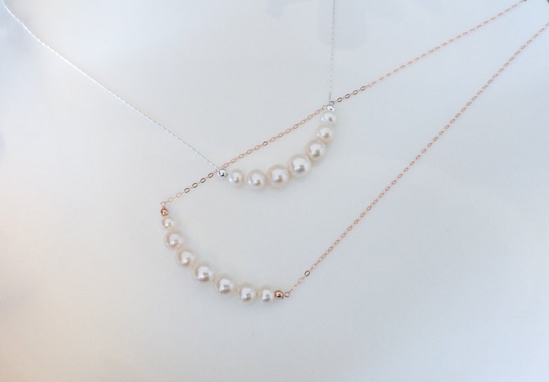 Freshwater Pearl Necklace, Bridal Jewelry, Bridesmaid Gift, Rose Gold Wedding Necklace, Mother of the Bride, Anniversary gift image 5