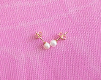 14K Gold Filled Pearl Studs: AAAA Freshwater Pearl Earrings
