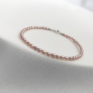 Tiny Freshwater Pearl Bracelet, Lavender Pearl Jewelry, Bridesmaid Bracelets, Wedding Gift, June birthstone Bracelet, Child Pearl Bracelet