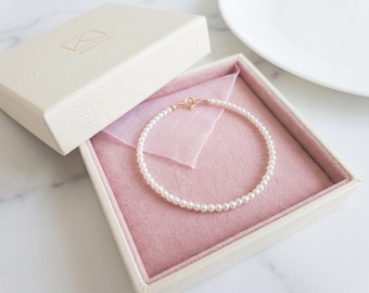 AAA Freshwater Pearl Bracelet: Dainty Bridal Wedding Jewelry