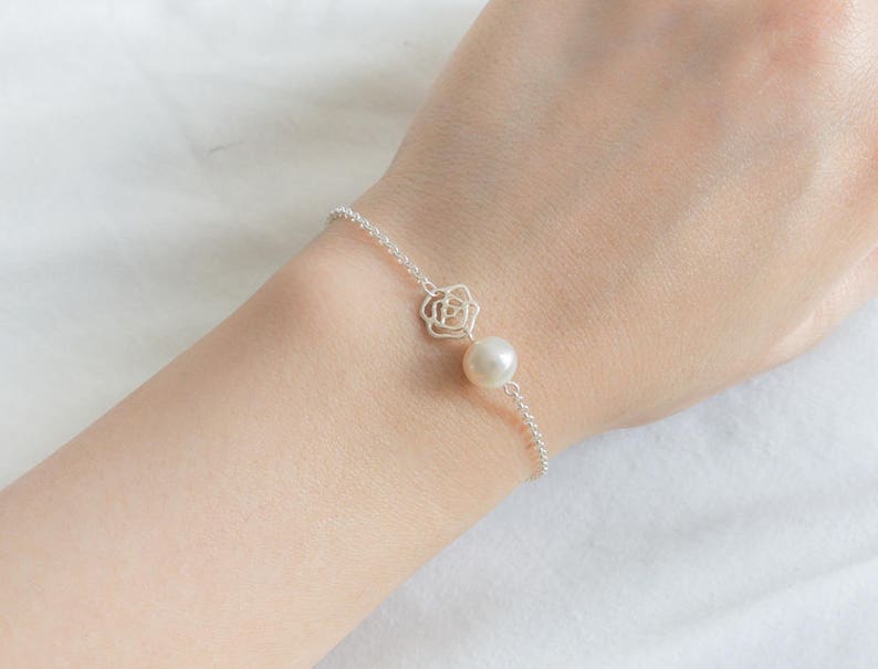 Single pearl bracelet silver Clearance
