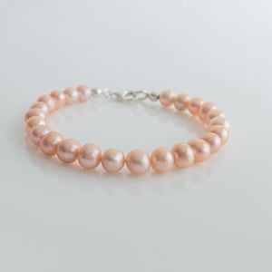 Pink Freshwater Pearl Bracelet: Sterling Silver Clasp, Wedding Jewelry
