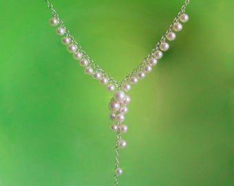 AAA Freshwater Pearl Bridal Necklace: Sterling Silver Wedding Jewelry
