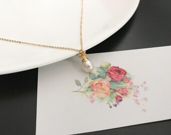 Gold Vermeil Pineapple Necklace: Freshwater Pearl Fruit Jewelry
