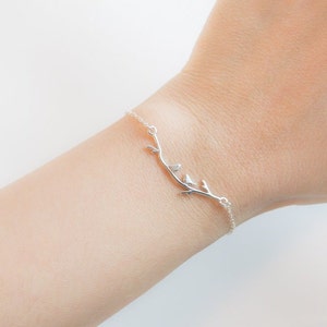 Silver Bird Bracelet, Bird jewelry, Love Birds Bracelet, Hummingbird, Branch Bracelet, gifts for mom, Birds on Branch, gift for her