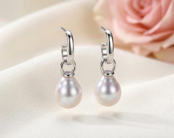 Edison Pearl Bridal Earrings: Sterling Silver Wedding Jewelry