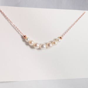 Freshwater Pearl Necklace, Bridal Jewelry, Bridesmaid Gift, Rose Gold Wedding Necklace, Mother of the Bride, Anniversary gift image 4
