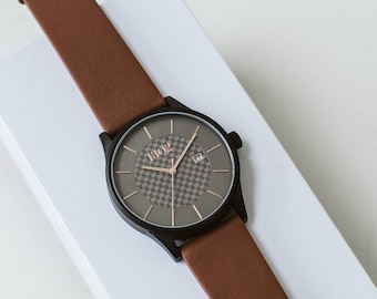 Mens Watches, Mens Watch, Watches for Men, Watch for Men, Leather Band Watches, 42mm Watch for Men, Men's Leather Watch, Black Watch