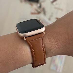 Apple Watch Band, Apple Watch Band Women, Leather, iWatch Band, Slim Band, 42/41/40/38/42/44/45/46/49, Ultra, Slim, Fits Series 10, Gift