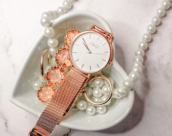 Minimalist Watch, Watches for Women, Womens Watches, Womens Watch, Leather Watch band, Wrist Watch, Petite, 32mm, Rose Gold Watch, Gift