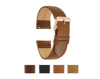 22mm, 20mm Leather Watch Strap, Replacement Strap, Italian Leather Watch Band, Mens Watch Strap, Beige, Black, Cognac, Brown Watch Bands