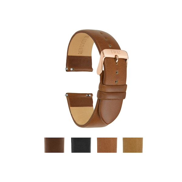 22mm, 20mm Leather Watch Strap, Replacement Strap, Italian Leather Watch Band, Mens Watch Strap, Beige, Black, Cognac, Brown Watch Bands