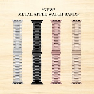 Metal Apple Watch Band, Stainless Steel Metal Band Strap 38 40 41 42 44 45mm Watch 1 2 3 4 5 6 7, 8,  9, 10 SE, Silver, Black, Rose Gold