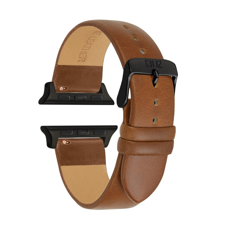 Pulseira de couro compatível com Apple Watch, pulseira masculina para relógio, pulseira para relógio masculino, presente para o pai, pulseira para smartwatch, presentes para o pai, Dia dos Pais Cognac Vegetable Tan