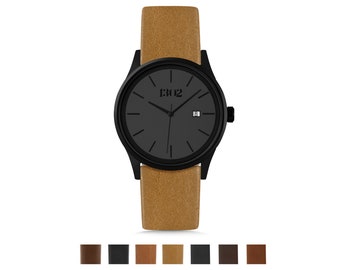 Relojes para hombres, regalos para él, regalo para novio, regalo para esposo, regalos para papá de su hijo, regalo para hombres, reloj negro para hombres, reloj de cuero para hombres, regalo para hombres