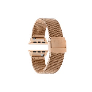 Puede incluir: Pulsera de reloj Apple de metal color oro rosa con dise&ntilde;o de malla y cierre que dice "1302".