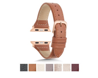 Bracelets pour montres Apple, 38 mm 40 mm 41 mm 42 mm 44 mm 45 mm, bracelet Apple Watch, bracelet en cuir Apple A pour femme, bracelet fin, cadeau pour elle, convient à la série 9