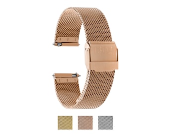 Edelstahl Armband Milanese Mesh 14 mm, Uhrenarmband 18 mm, Ersatzarmband, Uhrenarmband Rose Gold, verstellbar