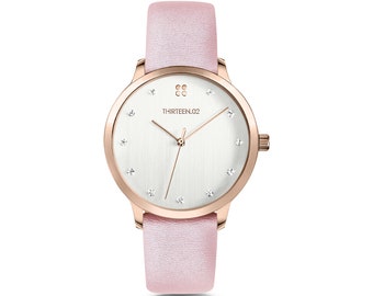 Dameshorloge, horloge met stenen, kerstcadeau, lederen horloges, herfstmode, herfstsieraden, minimalistische sieraden, roségouden horloge-sieraden