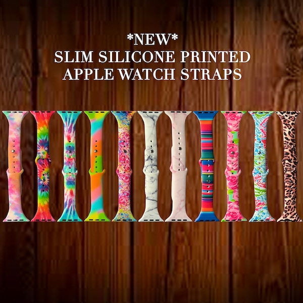 Tie Dye Slim Silicone Watch Band for Apple Watch, 38mm/40mm, Apple Watch Strap, Leopard Print Watch Strap, Printed Silicone Apple Watch Band