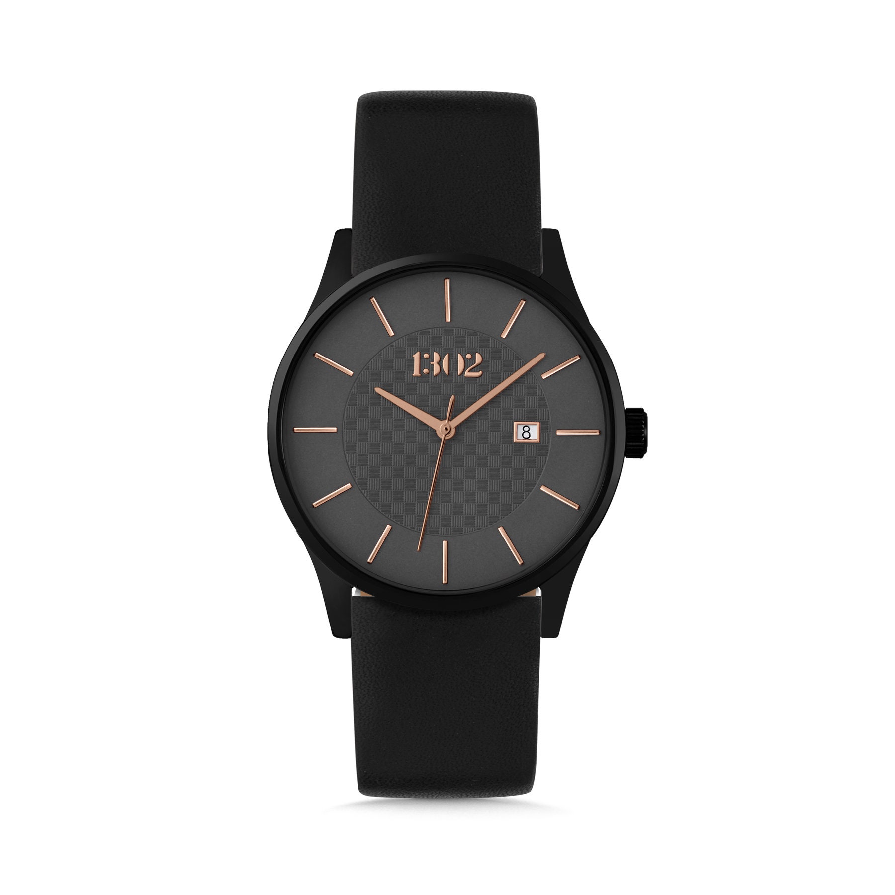 Black Watch for Men, Mens Watch, Mens Leather Watch, 42mm Stainless Steel Case, Watches for Men, Wrist Watch, Gift for Him, Christmas Gift