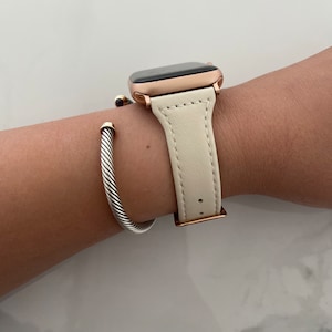 Apple Watch Band Slim Leather iWatch Strap Women Bands 38mm 40mm 41mm 42mm 44mm 45mm 49mm Ultra Bracelet, Minimalist Jewelry