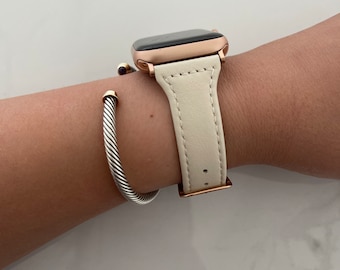 Women's Watch Band, Slim Leather Band, Women Bands 38mm 40mm 41mm 42mm 44mm 45mm 49mm Ultra Bracelet, Minimalist Jewelry, Series 11 Band