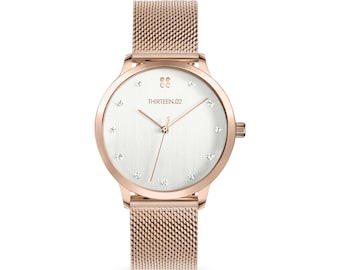 Montre femme, montre minimaliste femme, montre femme en or rose, petite montre femme, montre en cuir pour femmes, cadeau de Noël, cadeau pour elle