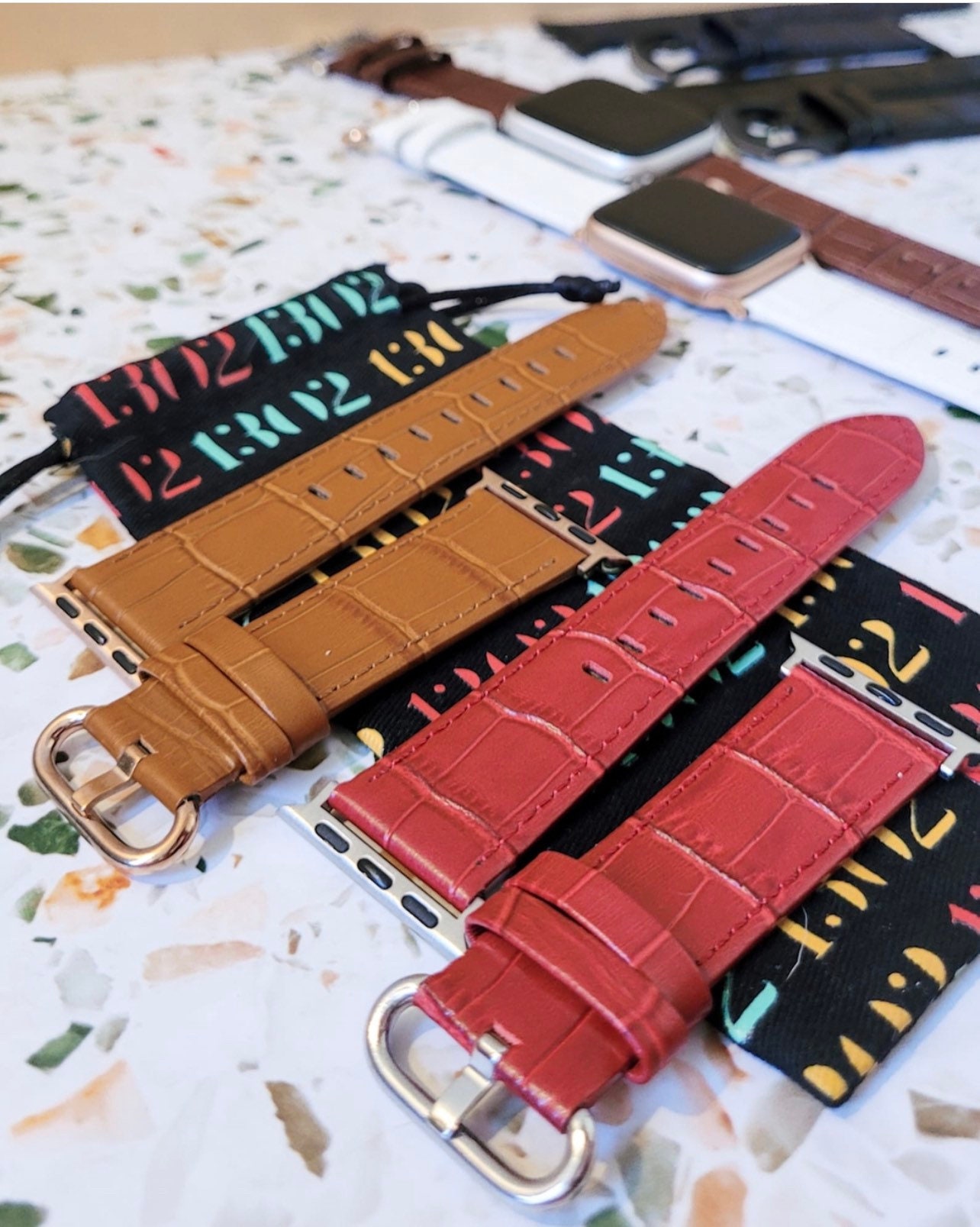 Simulation Crocodile Pattern Leather Watch Strap For Watch 8 7 6 5