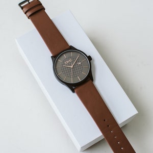 Mens Watches, Black Watch, Black Leather Watch, Mens Wrist Watches, Watch for Men, Mens Watch, Gift for Him, Christmas Gift for Him, Gifts