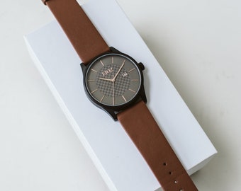 Mens Watches, Black Watch, Black Leather Watch, Mens Wrist Watches, Watch for Men, Mens Watch, Gift for Him, Christmas Gift for Him, Gifts
